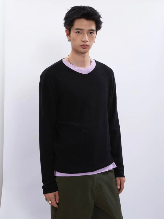 SOLID V-NECK KNIT 