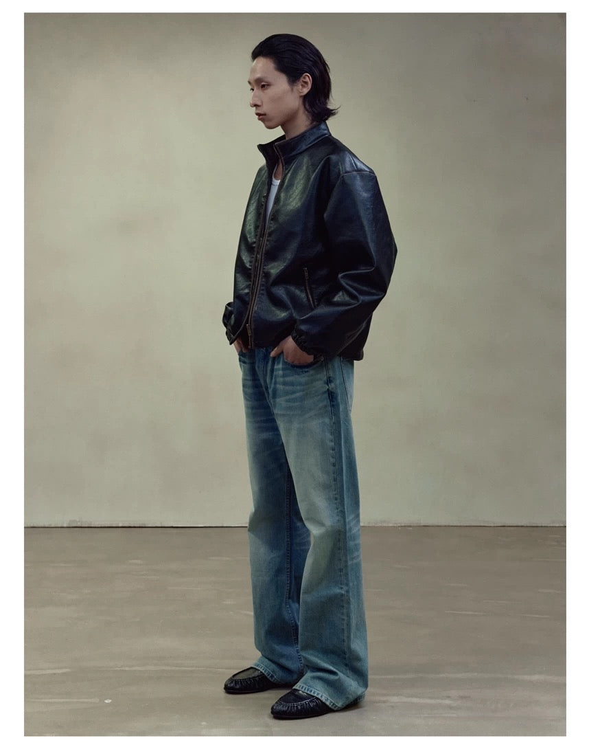 RETRO BOXY LEATHER JACKET