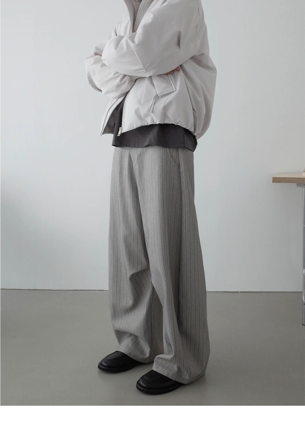 RETRO STRIPED WIDE-LEG PANTS