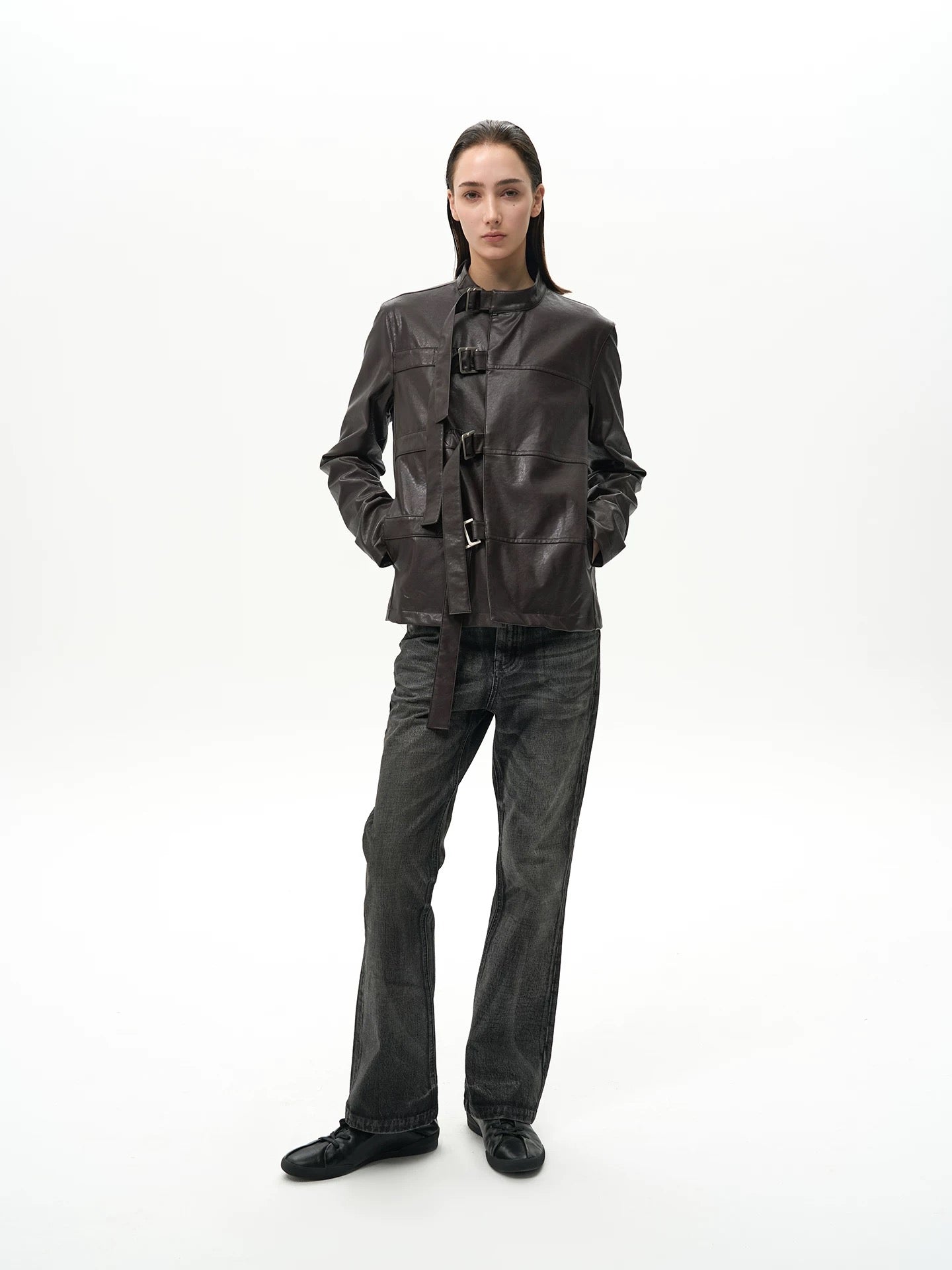 BELTED LEATHER JACKET