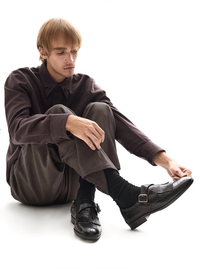 EMBROIDERED BROGUE LEATHER SHOES