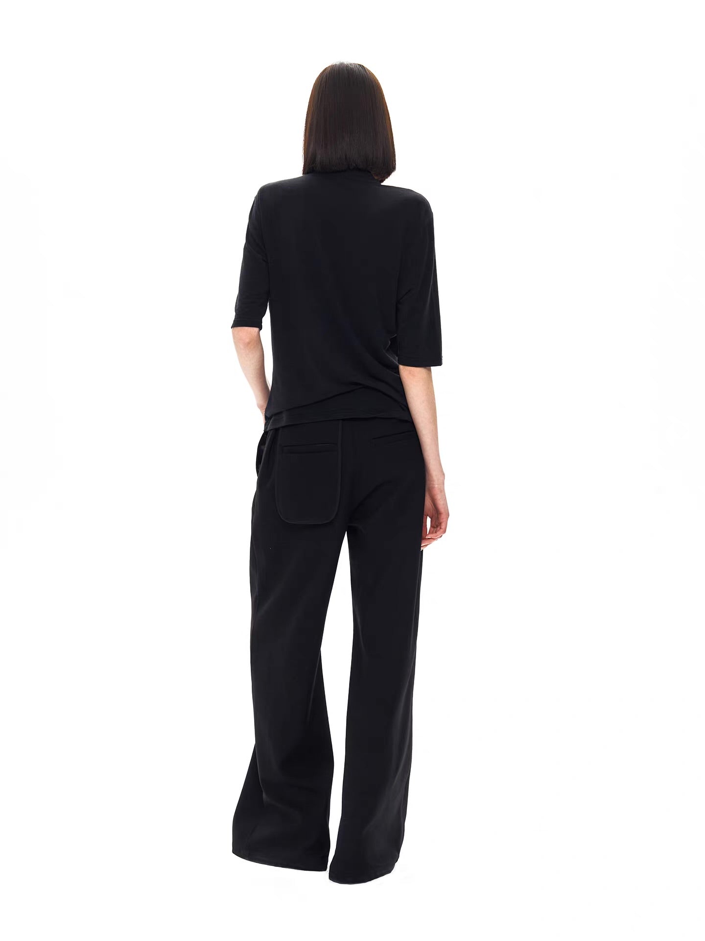 BLACK PATCHWORK SLIM TEE