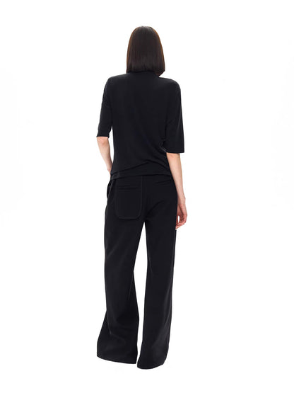 BLACK PATCHWORK SLIM TEE