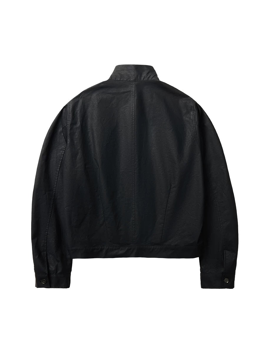 HIGH COLLAR LEATHER JACKET