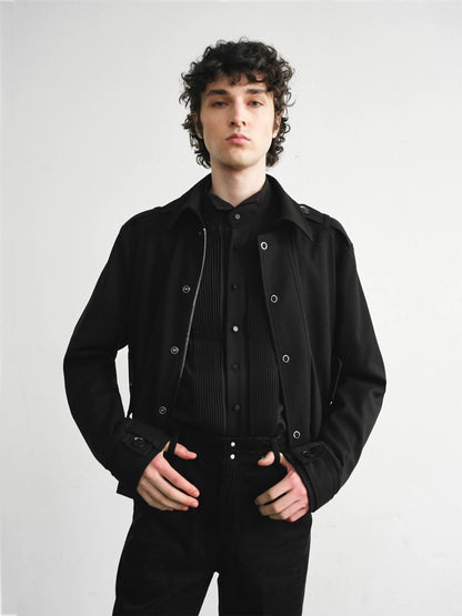 CASUAL WOOL BLEND HARRINGTON JACKET