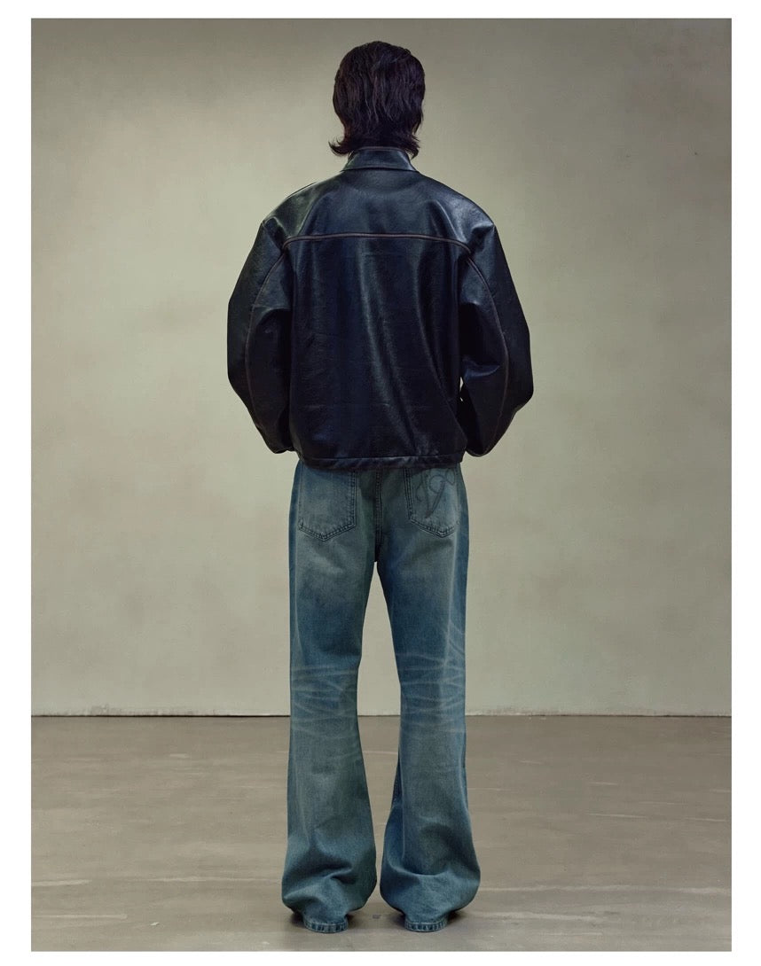 RETRO BOXY LEATHER JACKET