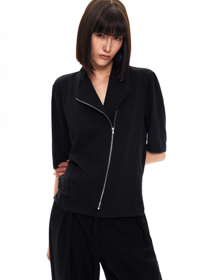 BLACK PATCHWORK SLIM TEE