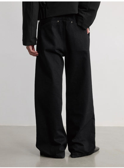 STUDDED DENIM STRAIGHT PANTS