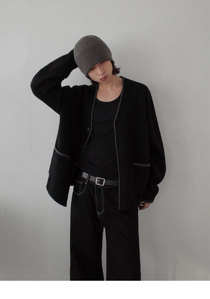 V-NECK KNITTED CARDIGAN