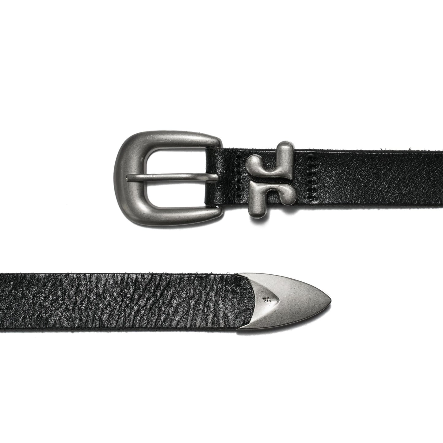 VINTAGE LEATHER BELT WITH SILVER BUCKLE