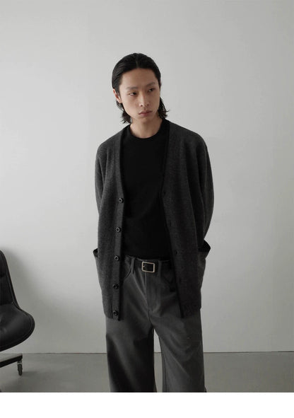 V-NECK KNITTED CARDIGAN