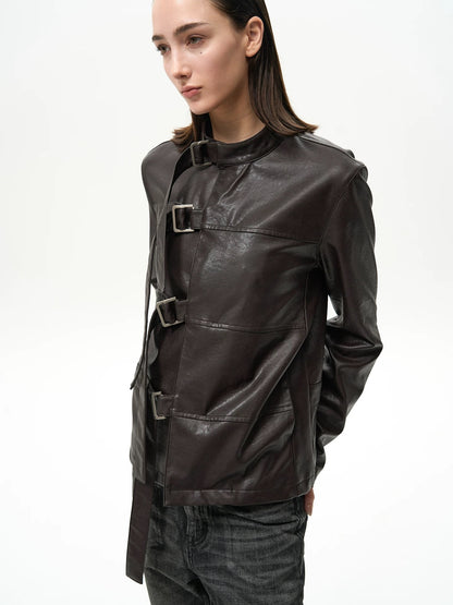 BELTED LEATHER JACKET