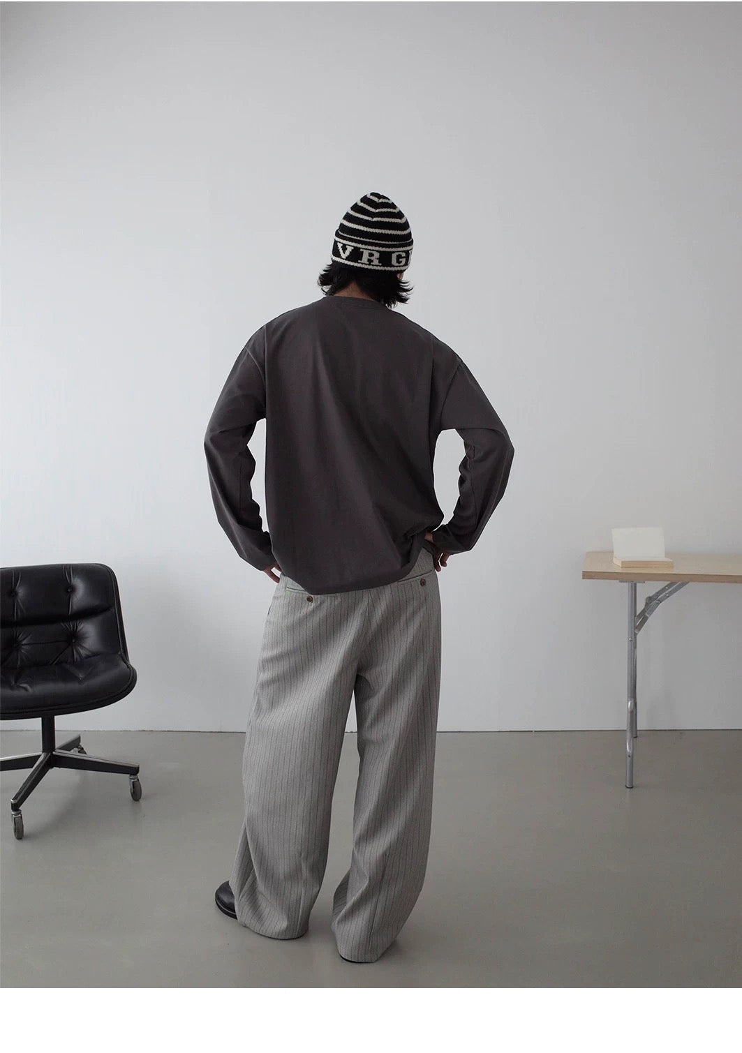 RETRO STRIPED WIDE-LEG PANTS