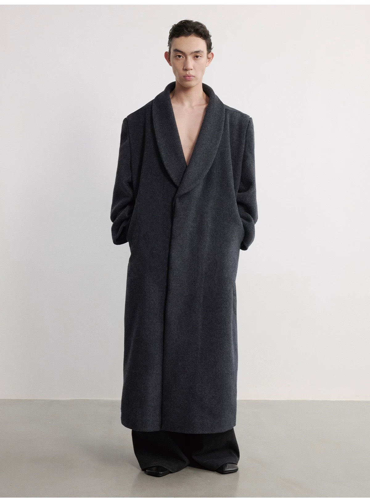 GREEN WOOL COLLAR COAT