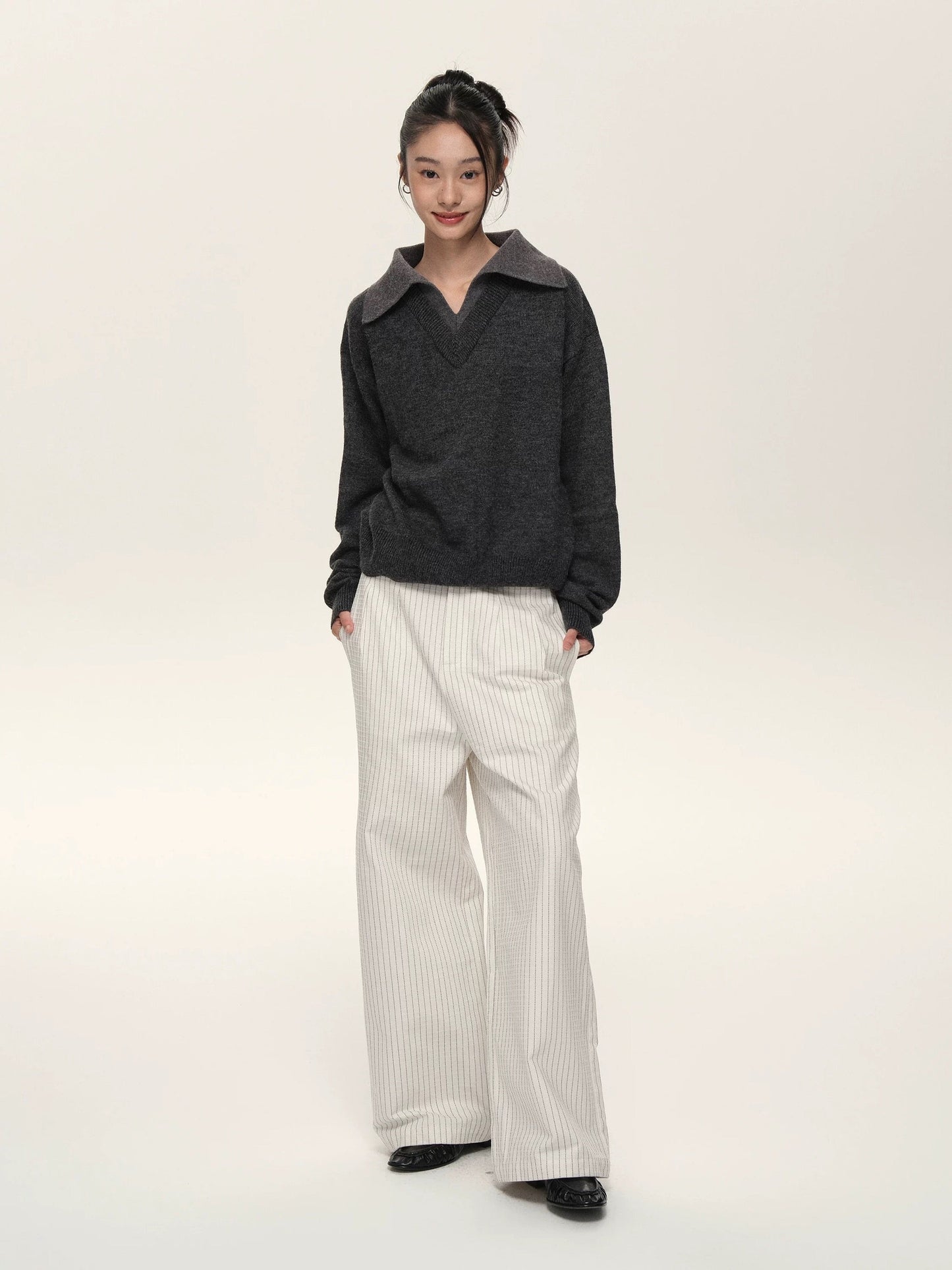 LAYERED  V-NECK WOOL SWEATER