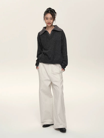 LAYERED  V-NECK WOOL SWEATER