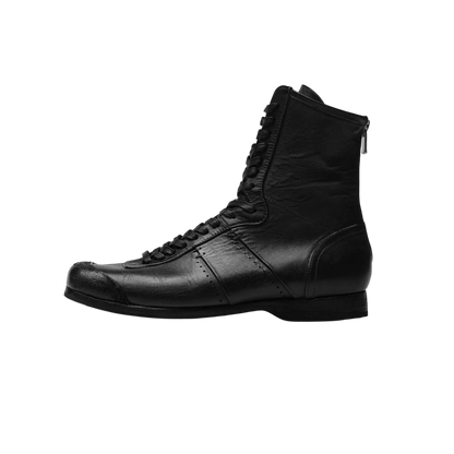 BLACK LEATHER BOXING SHOES