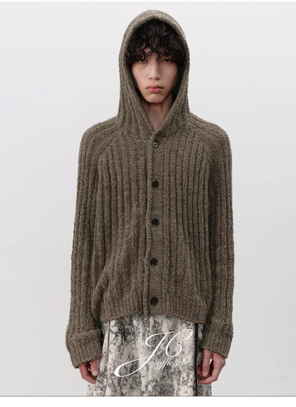 CHUNKY STRIPE KNIT HOODIE