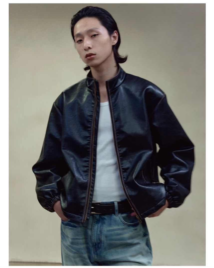 RETRO BOXY LEATHER JACKET