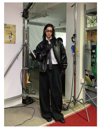 RETRO BOXY LEATHER JACKET