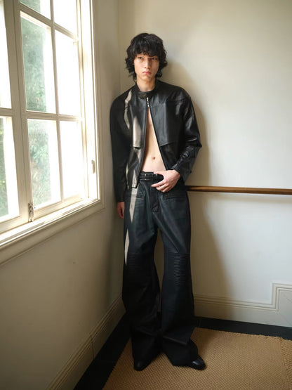 COATED BIKER CAPRI PANTS
