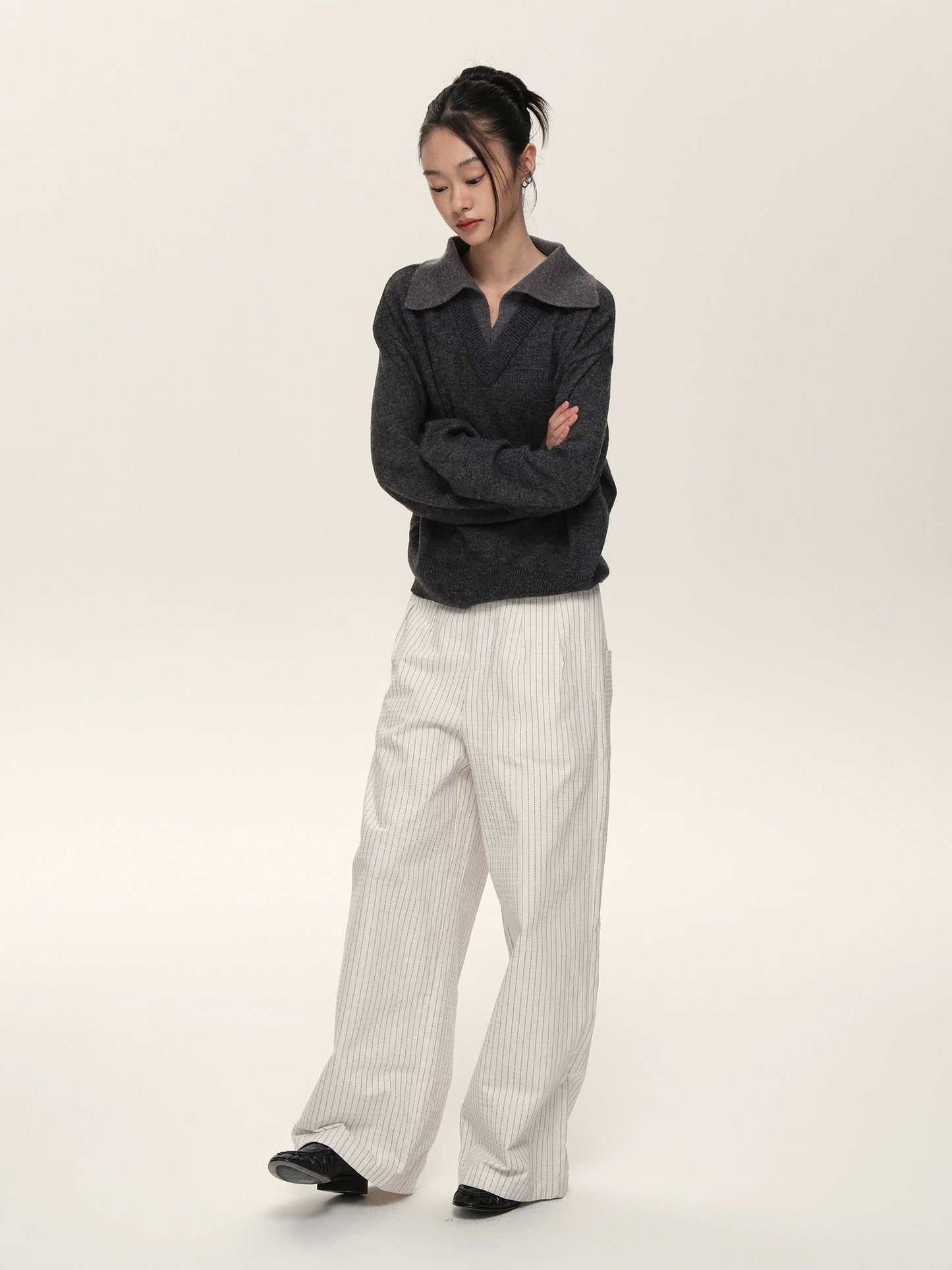 LAYERED  V-NECK WOOL SWEATER