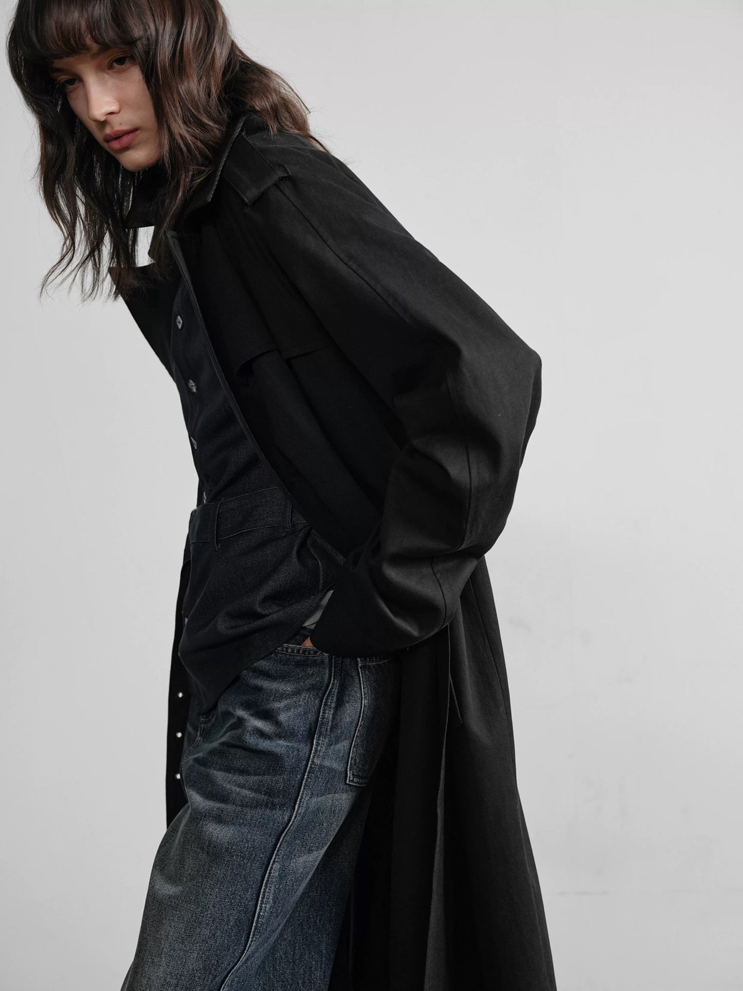 DOUBLE-BREASTED TENCEL TRENCH