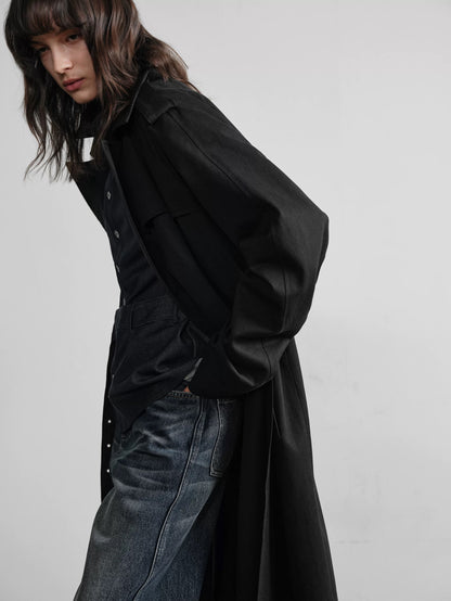 DOUBLE-BREASTED TENCEL TRENCH