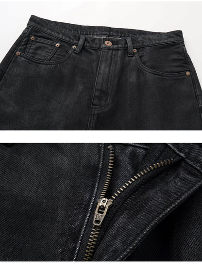 CROPPED A-LINE WAXED JEANS
