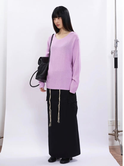 SOLID V-NECK KNIT 