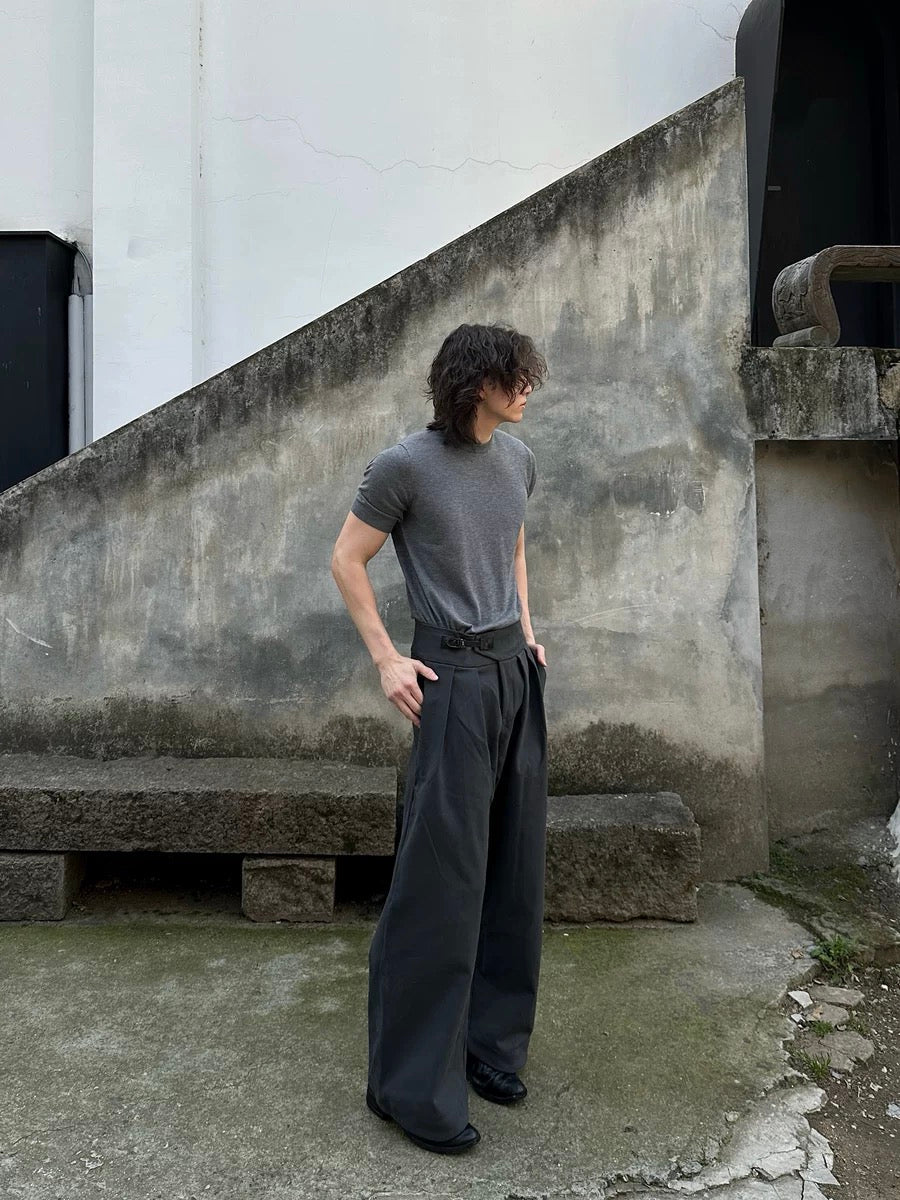 PLEATED BUCKLE TROUSERS