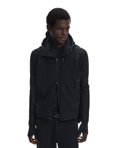 WAFFLE-WEAVE DRAWSTRING HOODIE