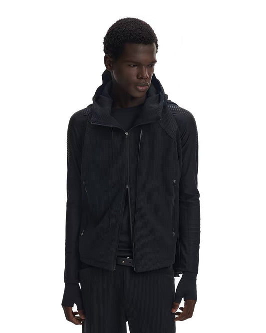 WAFFLE-WEAVE DRAWSTRING HOODIE