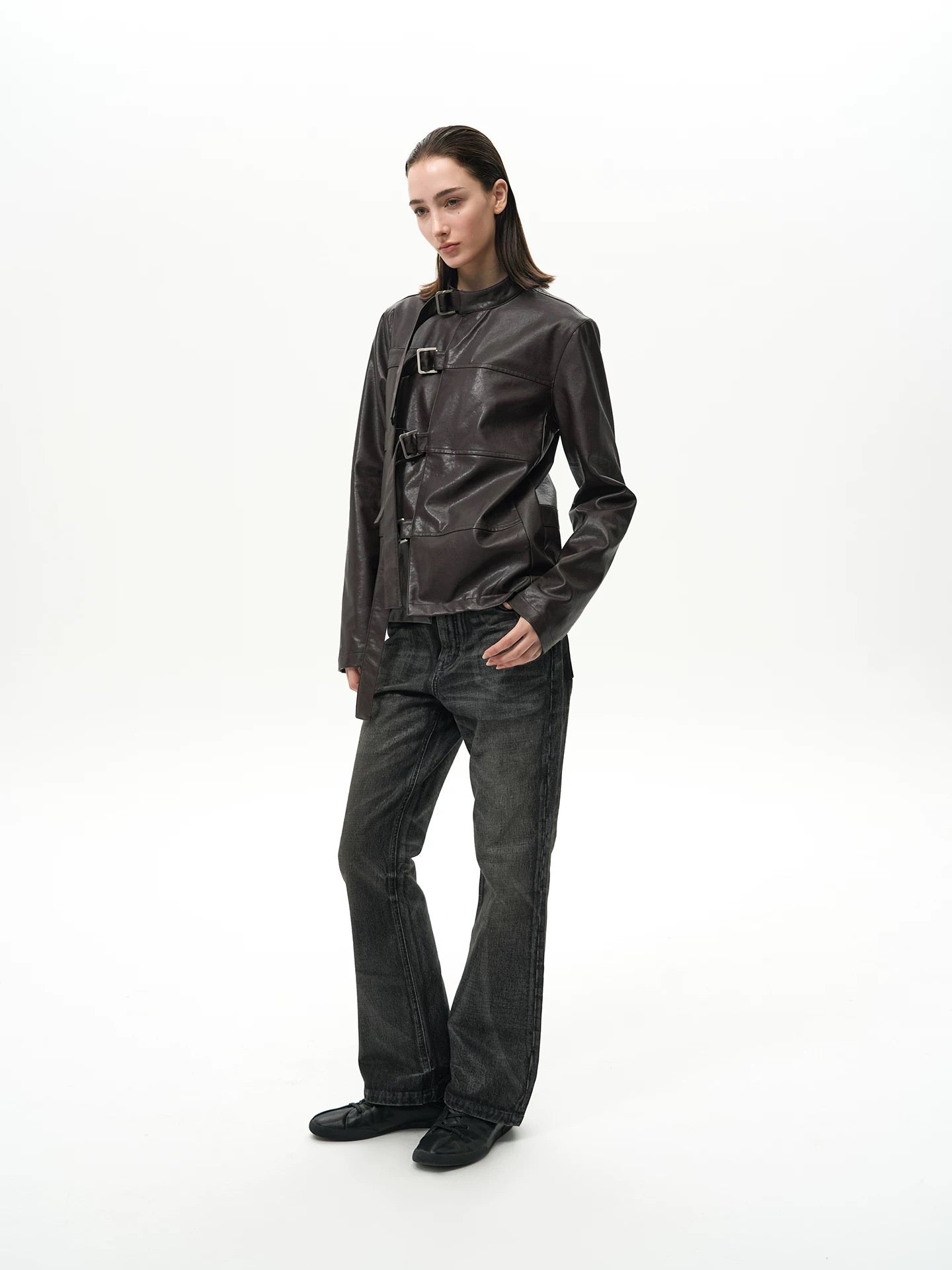 BELTED LEATHER JACKET