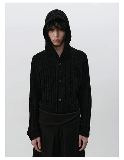 CHUNKY STRIPE KNIT HOODIE