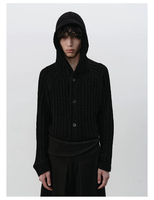 CHUNKY STRIPE KNIT HOODIE