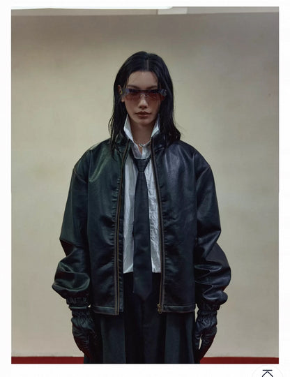 RETRO BOXY LEATHER JACKET