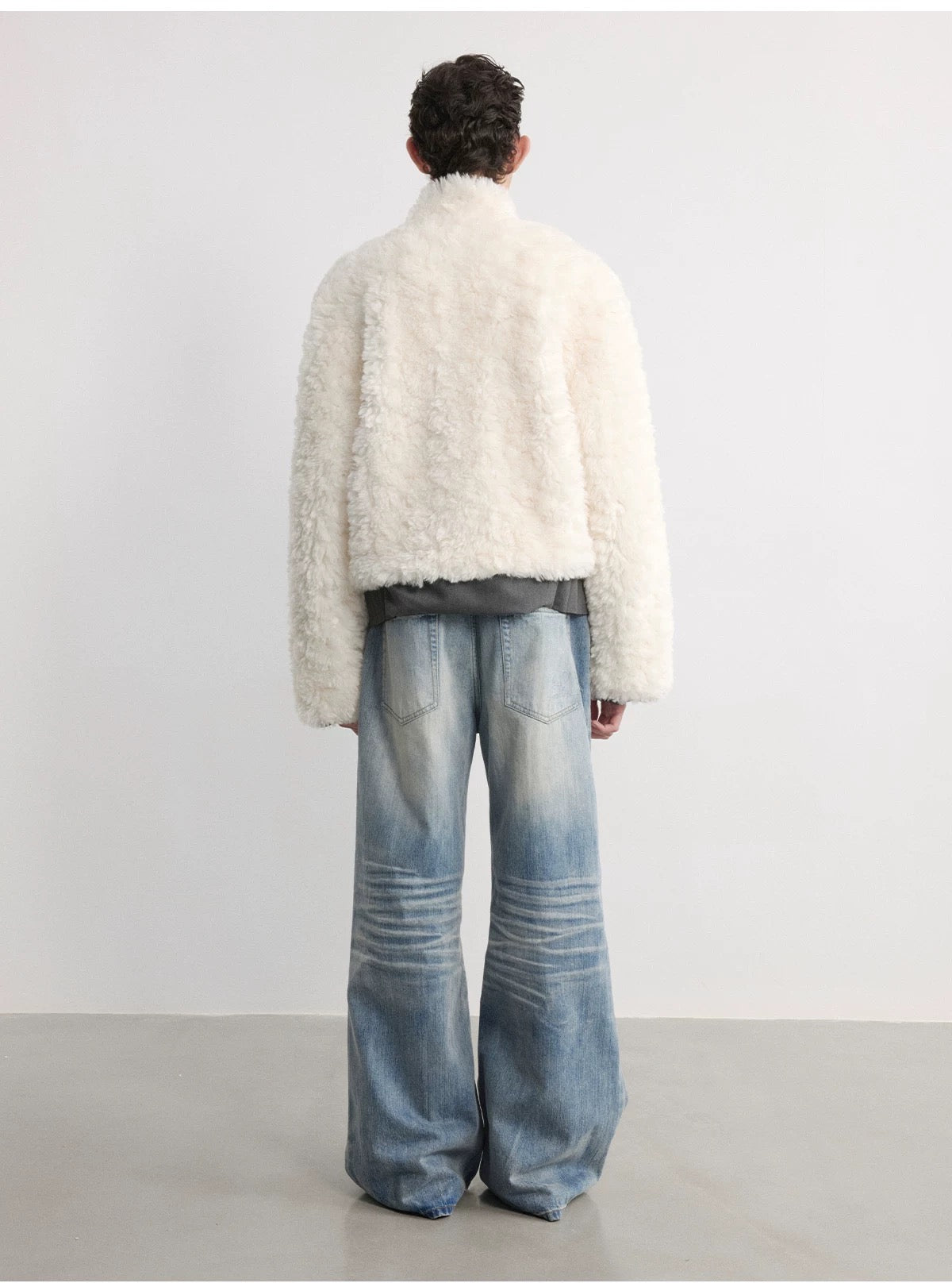 BAMBOO PRINT ICE BLUE WIDE LEG PANTS