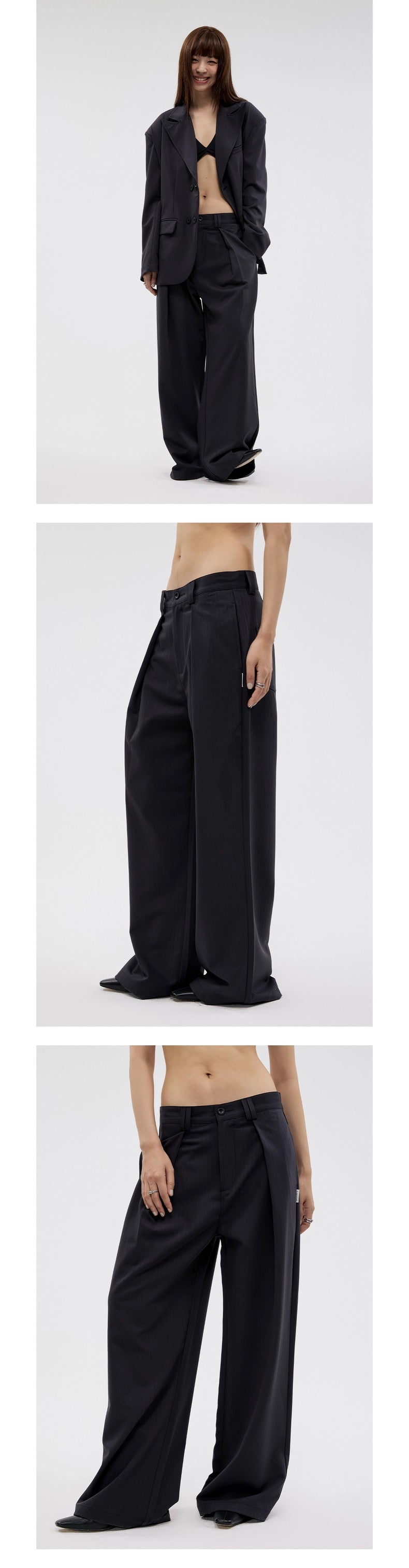 BLACK PLEATED SLACKS