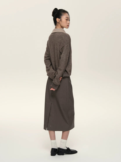 LAYERED  V-NECK WOOL SWEATER