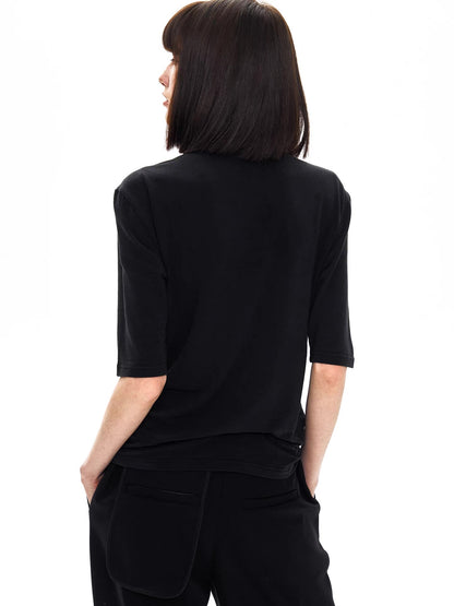 BLACK PATCHWORK SLIM TEE