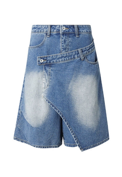 ASYMMETRY DENIM SHORTS