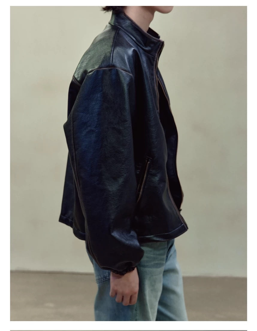 RETRO BOXY LEATHER JACKET