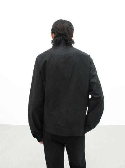 HIGH COLLAR LEATHER JACKET