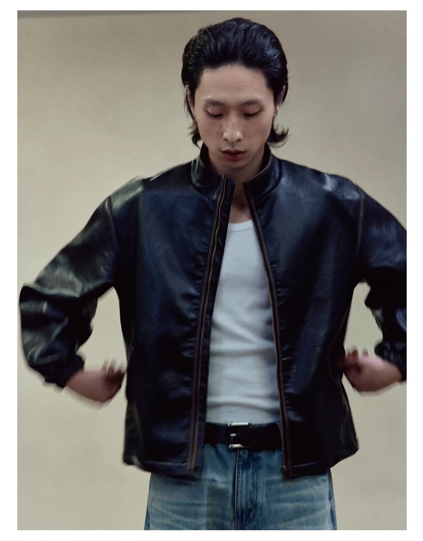 RETRO BOXY LEATHER JACKET