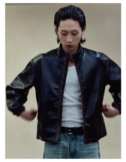 RETRO BOXY LEATHER JACKET