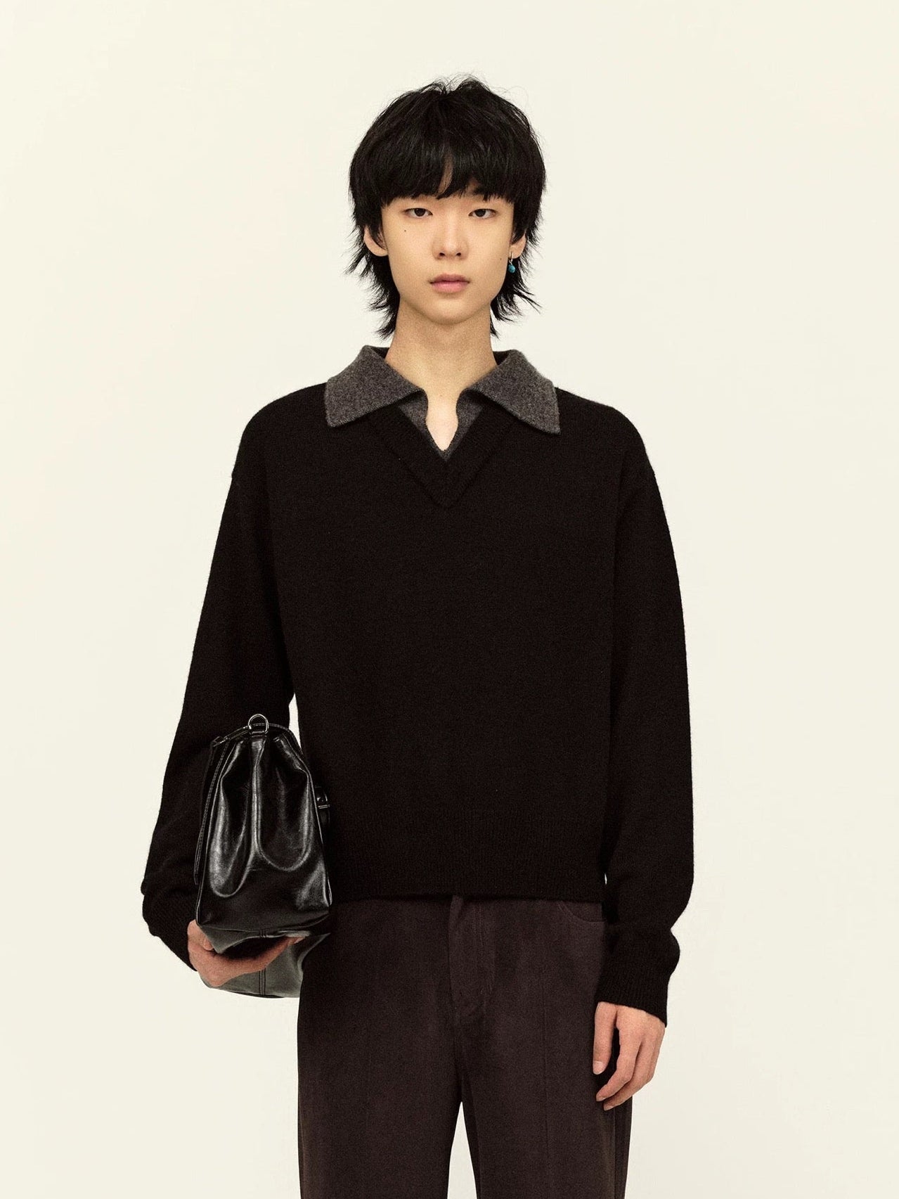 LAYERED  V-NECK WOOL SWEATER