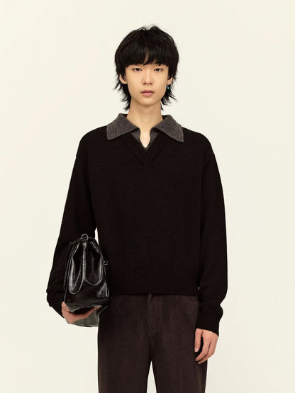 LAYERED  V-NECK WOOL SWEATER