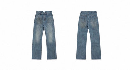 AGED BLUE STRAIGHT LEG JEANS