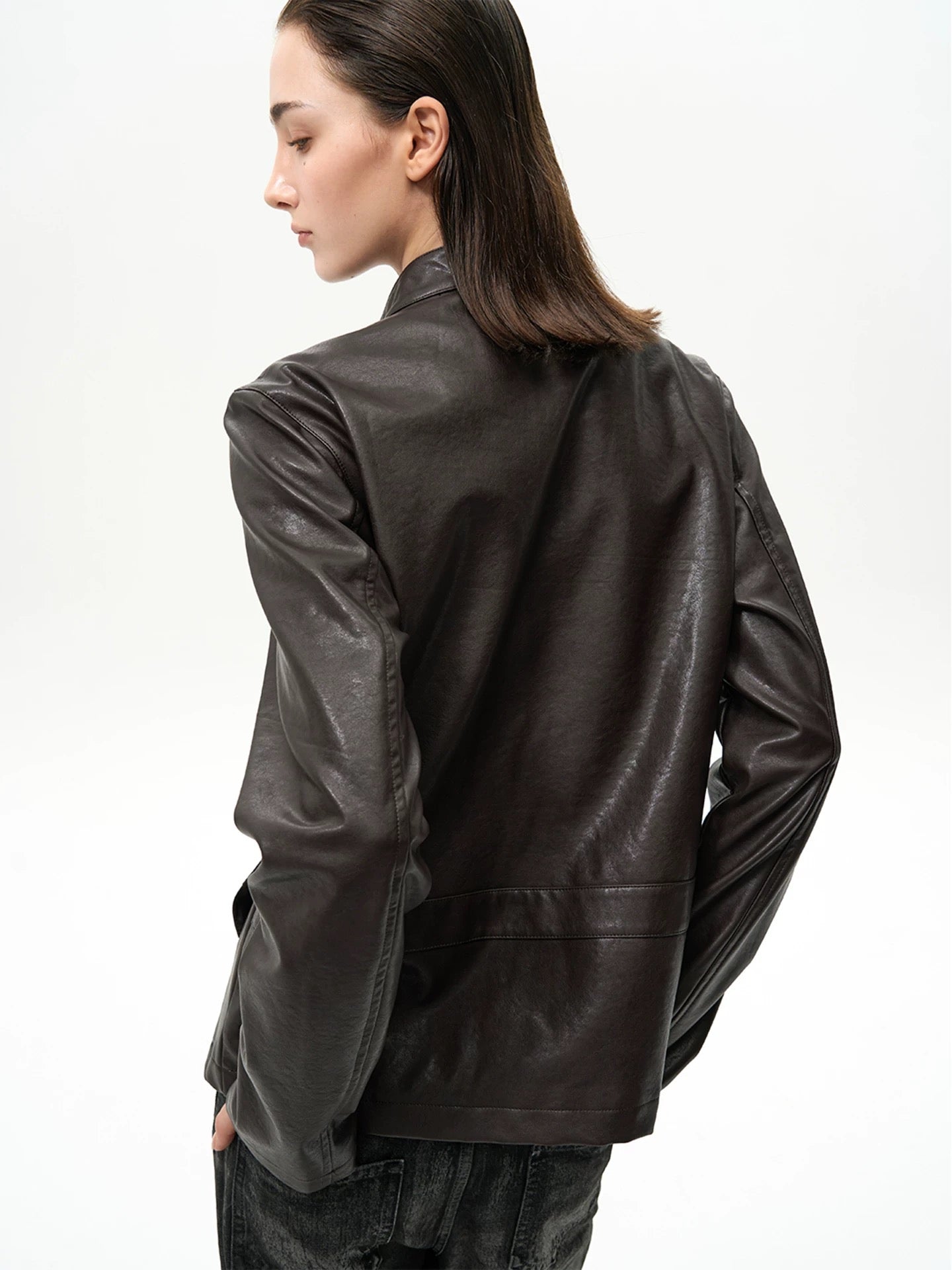 BELTED LEATHER JACKET